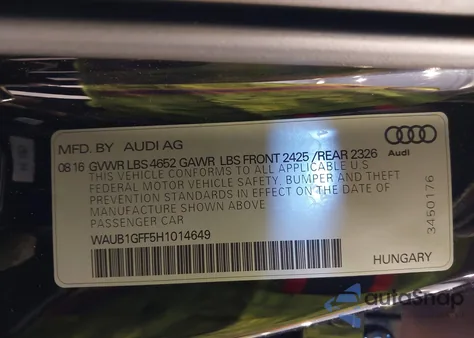 2017 Audi S3 2.0T Premium Plus z USA, uszkodzony, nr VIN WAUB1GFF5H1014649